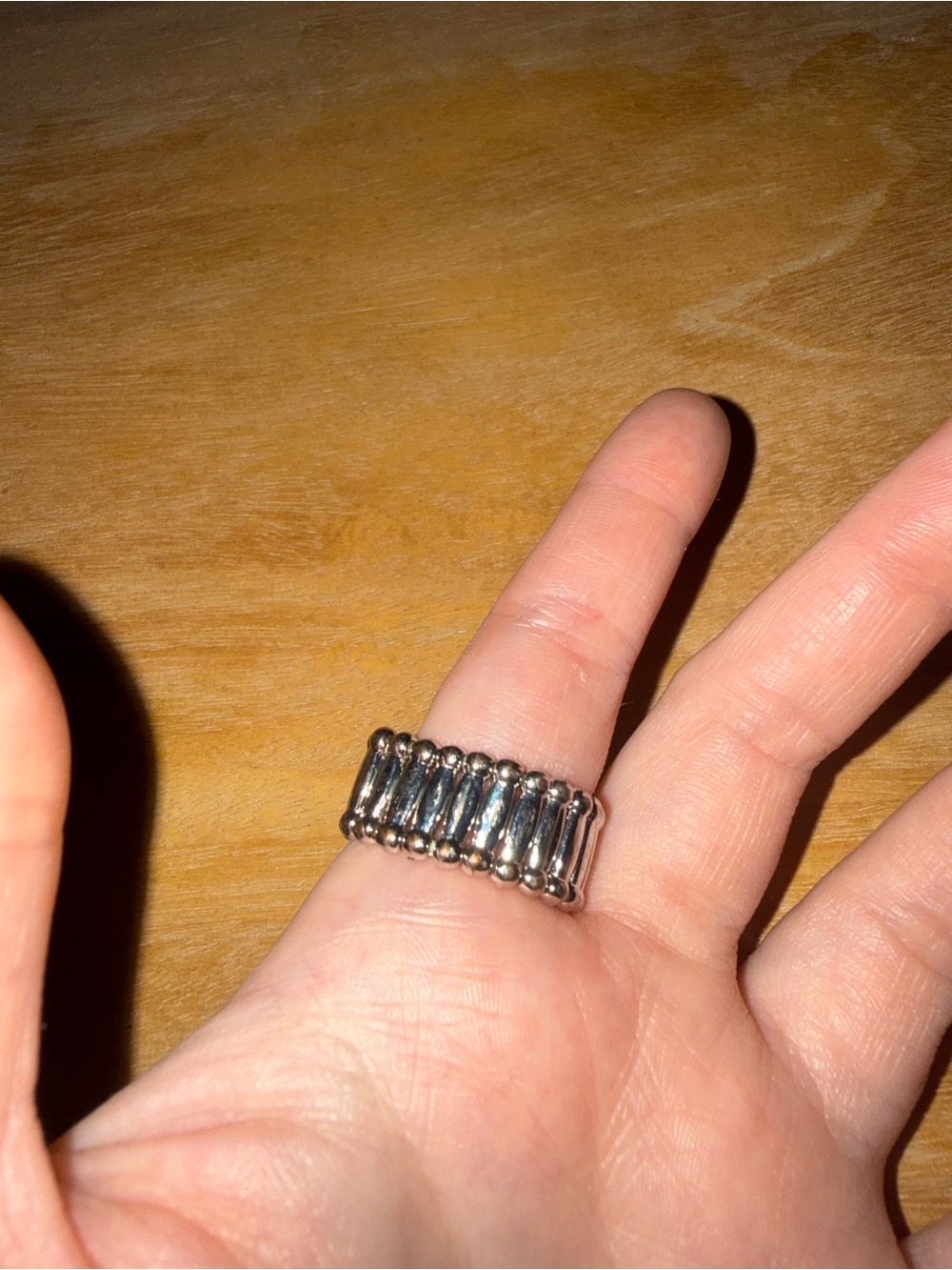 Statement Pearl and Crystal Ring - Silver Tone - Picture 3 of 4